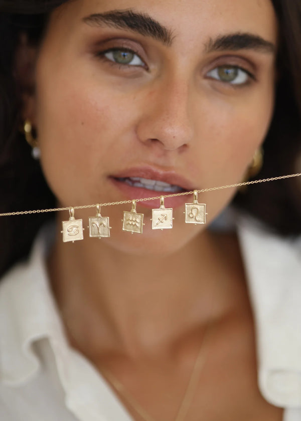 Aquarius Zodiac Necklace- Gold