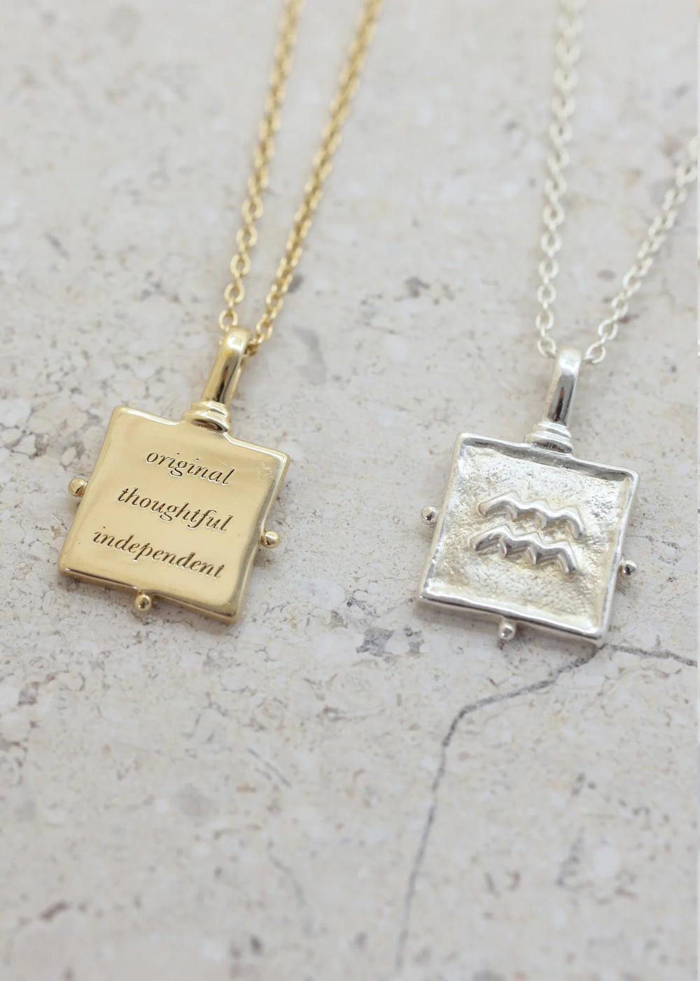 Aquarius Zodiac Necklace- Gold