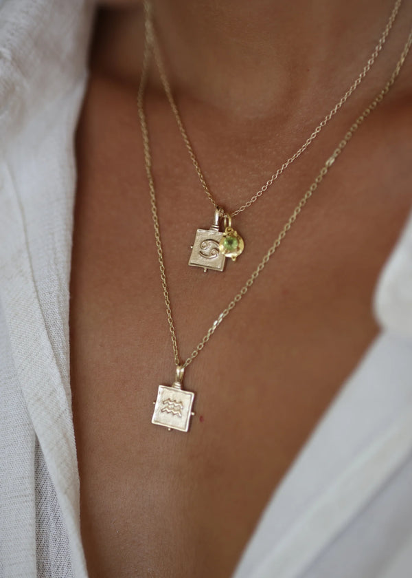 Aquarius Zodiac Necklace- Gold