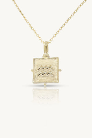 Aquarius Zodiac Necklace- Gold