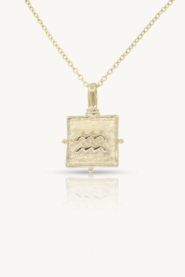 Aquarius Zodiac Necklace- Gold