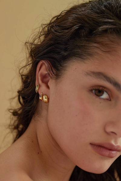 Eden Rhodolite Gold Huggies