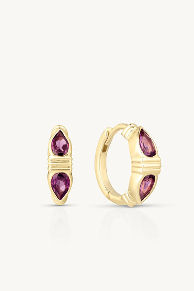 Eden Rhodolite Gold Huggies