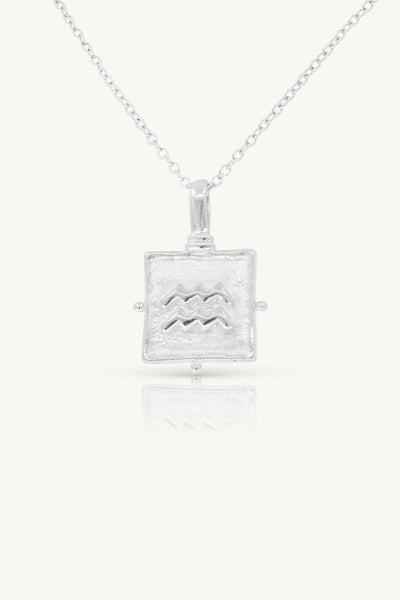 Aquarius Zodiac Necklace - Silver