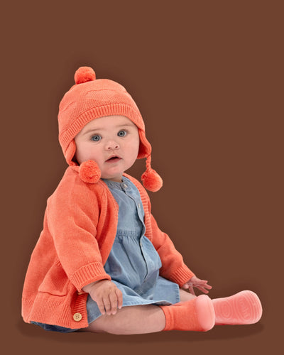 toddler wearing Organic Cardigan Remy - Paprika