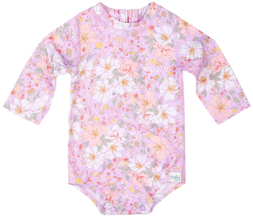 Swim Onesie Long Sleeve- Dahlia