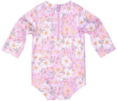 Swim Onesie Long Sleeve- Dahlia