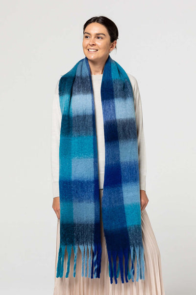 Alps Scarf - Arctic/Cobalt Blue Check