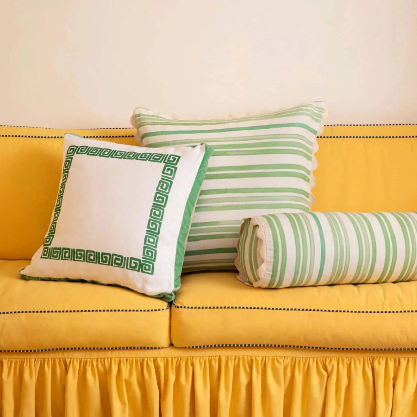 Green Stripe Bolster Cushion 60x20