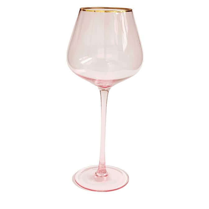 Pink Gold Trim Wine Glass - Set of Four