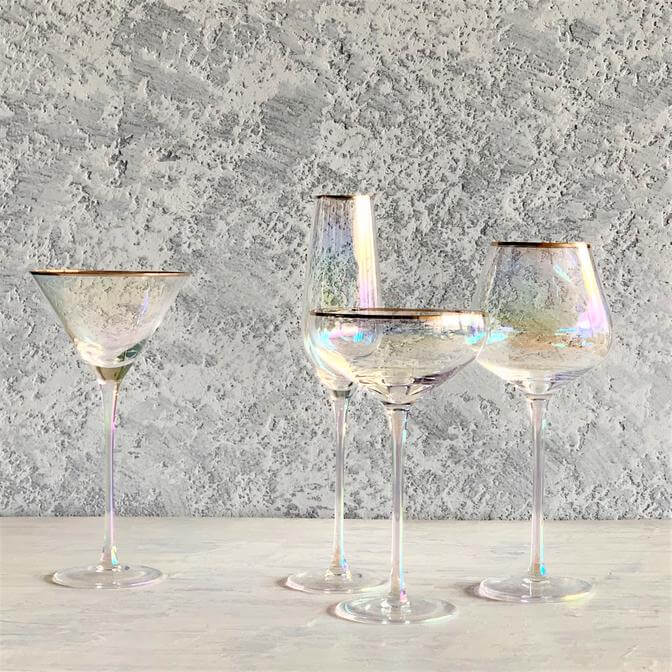 Pearl Lustre Gold Trim Wine Glass - Set of Four