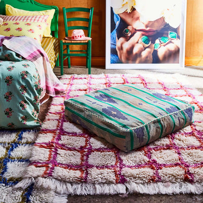 Kinsley Woven Floor Cushion - Cobalt