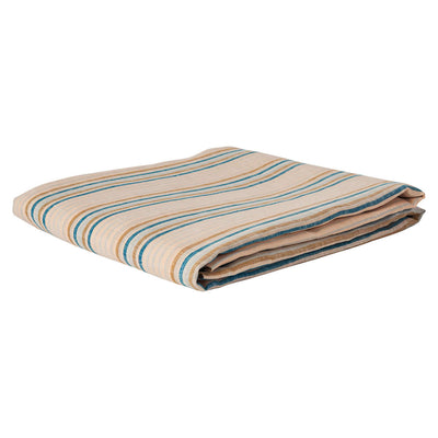 Lio Stripe Turquoise Linen Flat Sheet - Queen & King