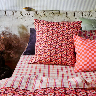 Mollie Linen Euro Pillowcase Set - Rosewood
