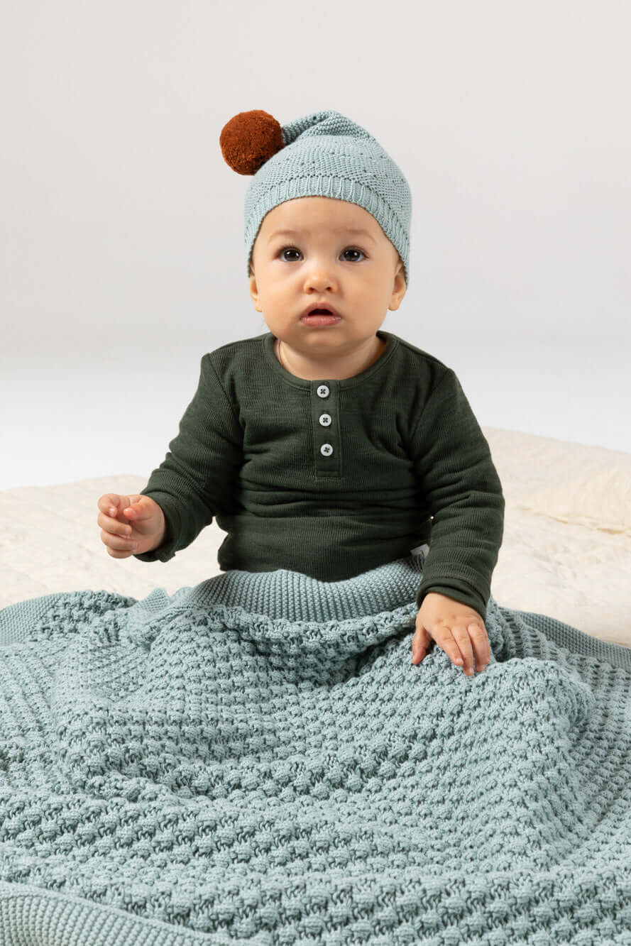 Vintage Knit Hat - Duck Egg - Two Sizes