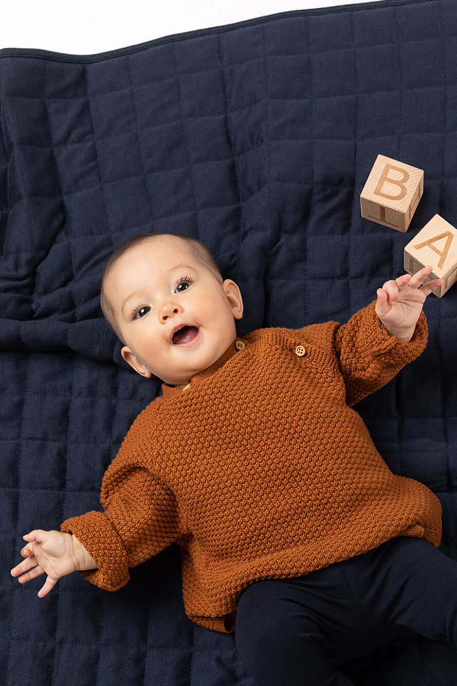 Quilted Cot Blanket - Indigo