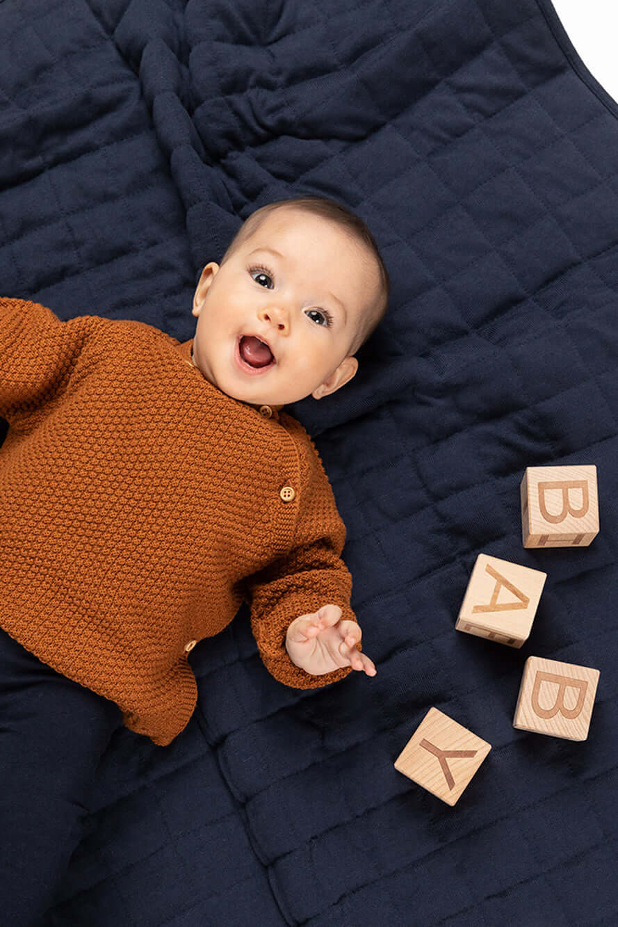 Quilted Cot Blanket - Indigo