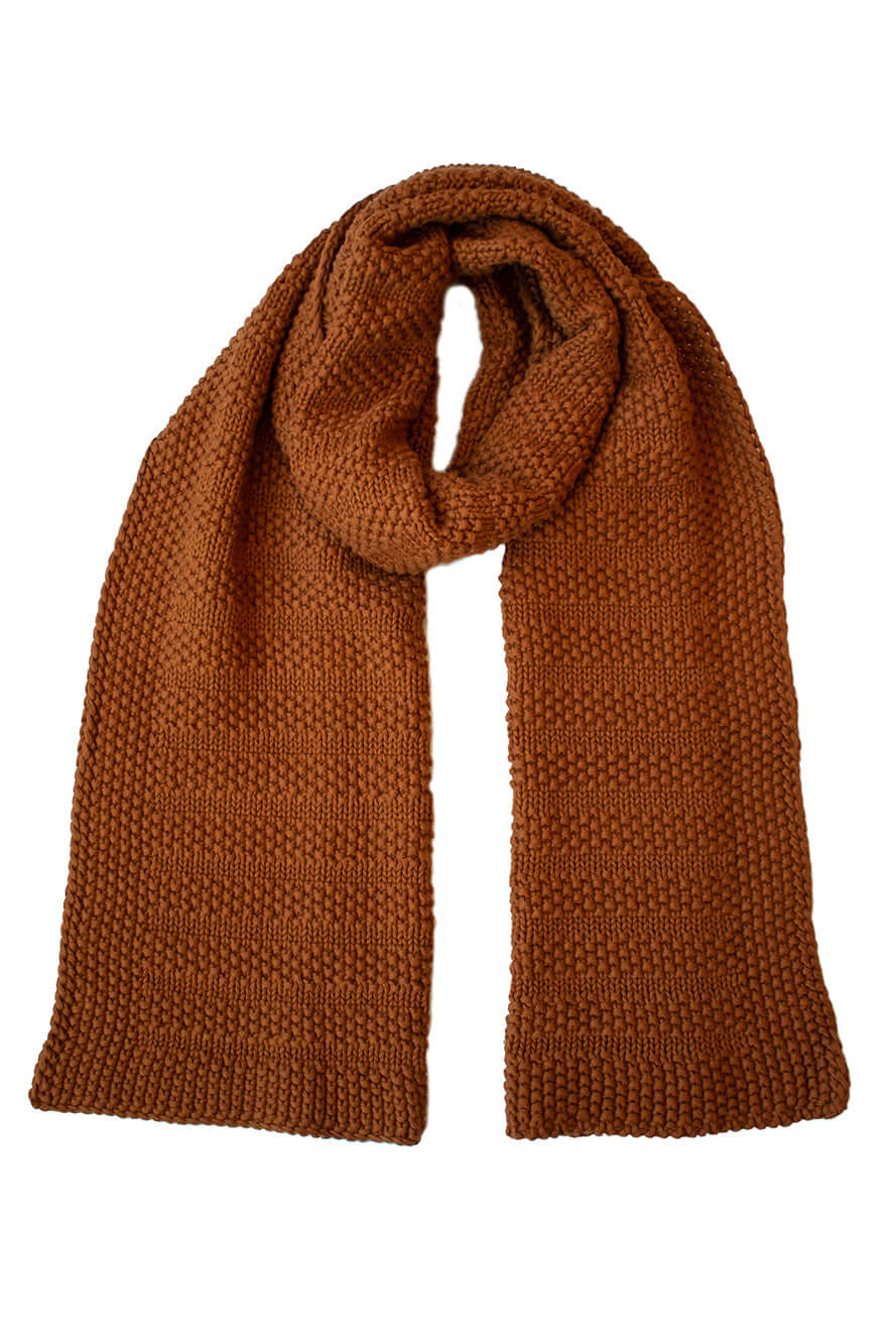 Moss Stitch Knit Scarf - Rust