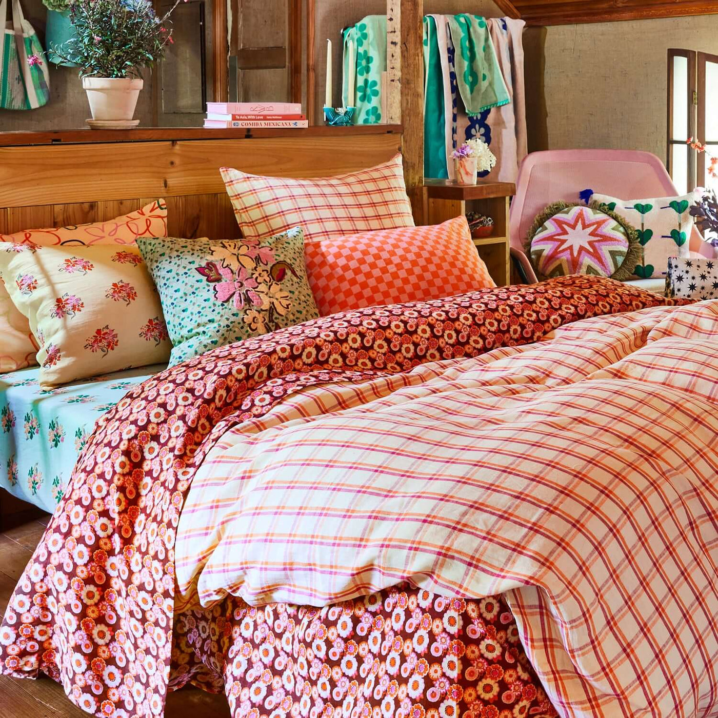 Sian Linen Euro Pillowcase Set - Poppy