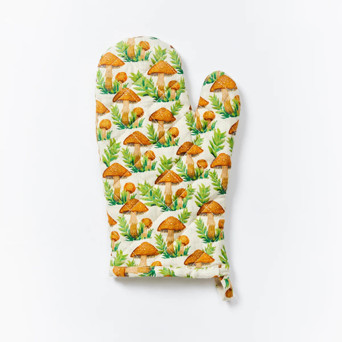 Oven Glove - Tiny Mushrooms Brown