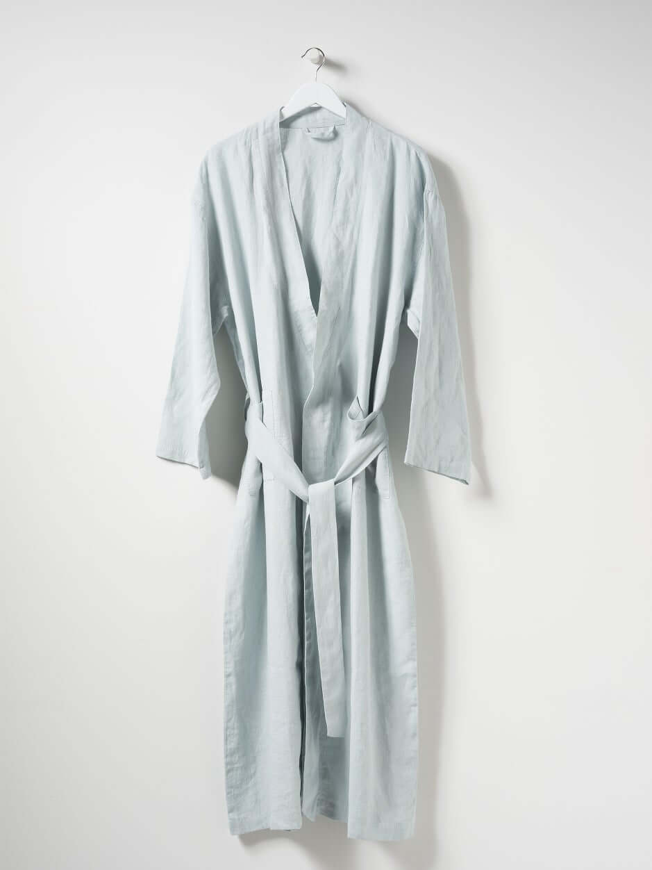 Bella Linen Dressing Gown - Duck Egg