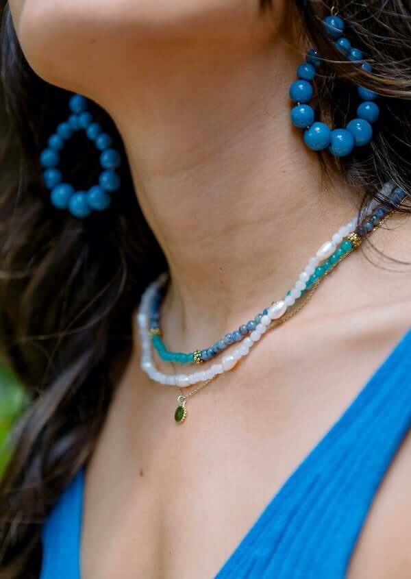 Carly Beaded Earring - Blue Amalfi