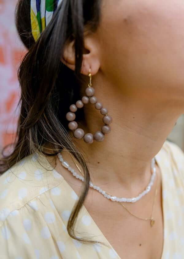 Carly Beaded Earring - Mocha