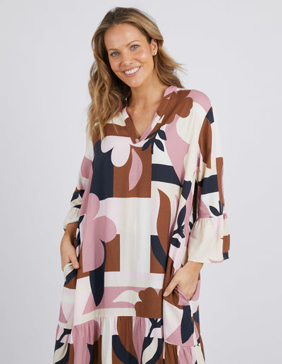 Abstraction Print Dress - Dust