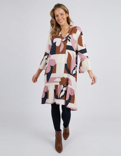 Abstraction Print Dress - Dust