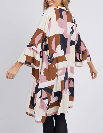 Abstraction Print Dress - Dust