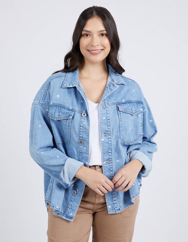 Daisy Shacket - Mid Blue Wash