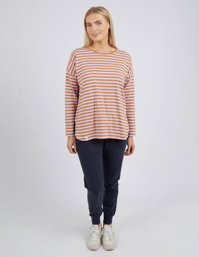 Lauren Long Sleeve Tee - Tan/Heather Stripe