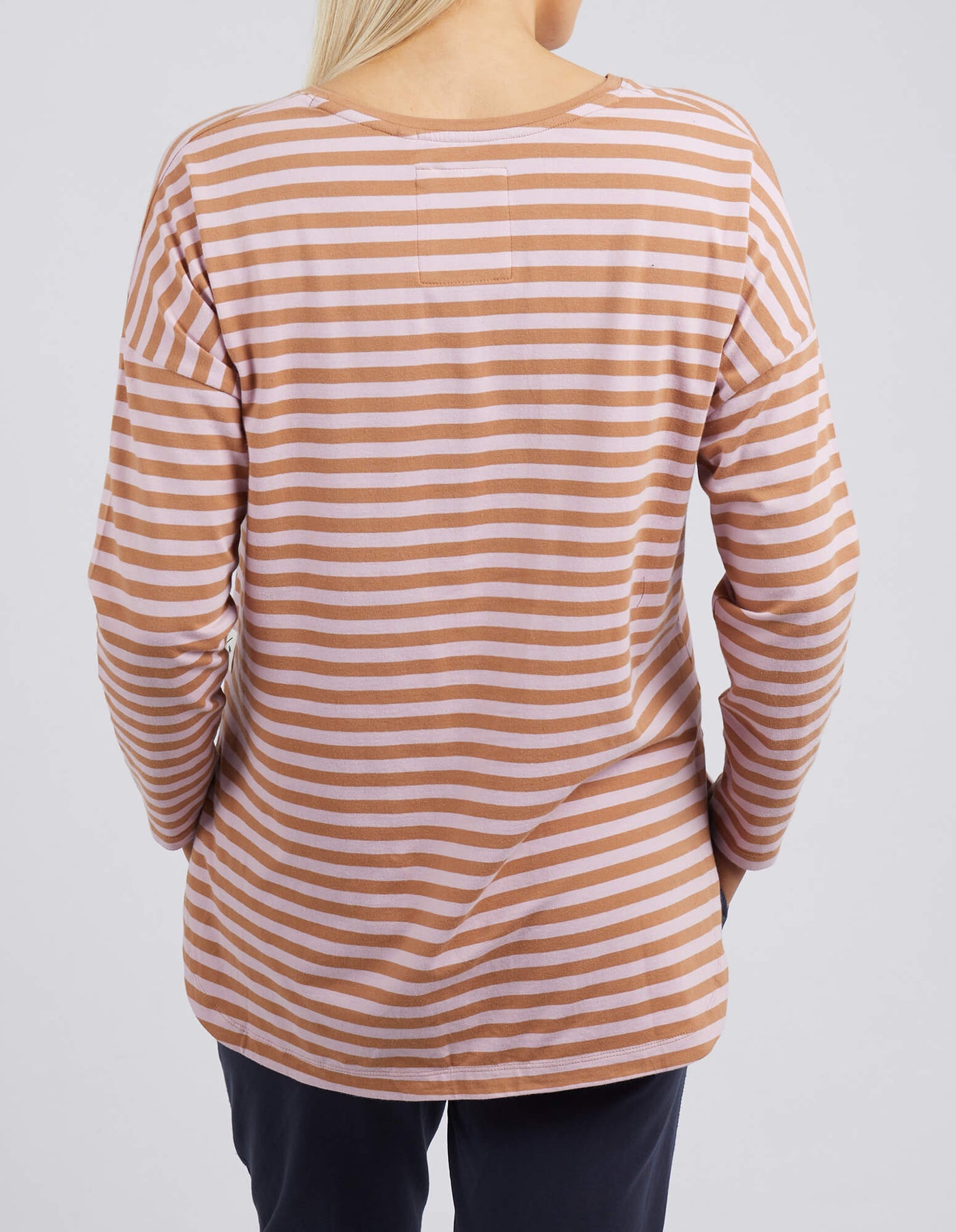 Lauren Long Sleeve Tee - Tan/Heather Stripe