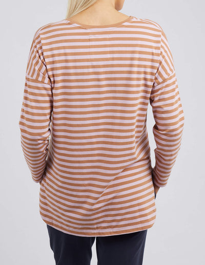 Lauren Long Sleeve Tee - Tan/Heather Stripe