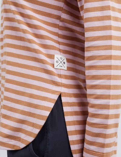 Lauren Long Sleeve Tee - Tan/Heather Stripe