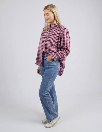 Pippa Check Blouse - Heather/Wine