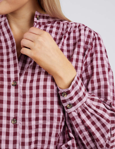 Pippa Check Blouse - Heather/Wine