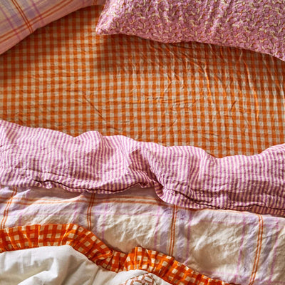 Kirby Linen Fitted Sheet - Persimmon