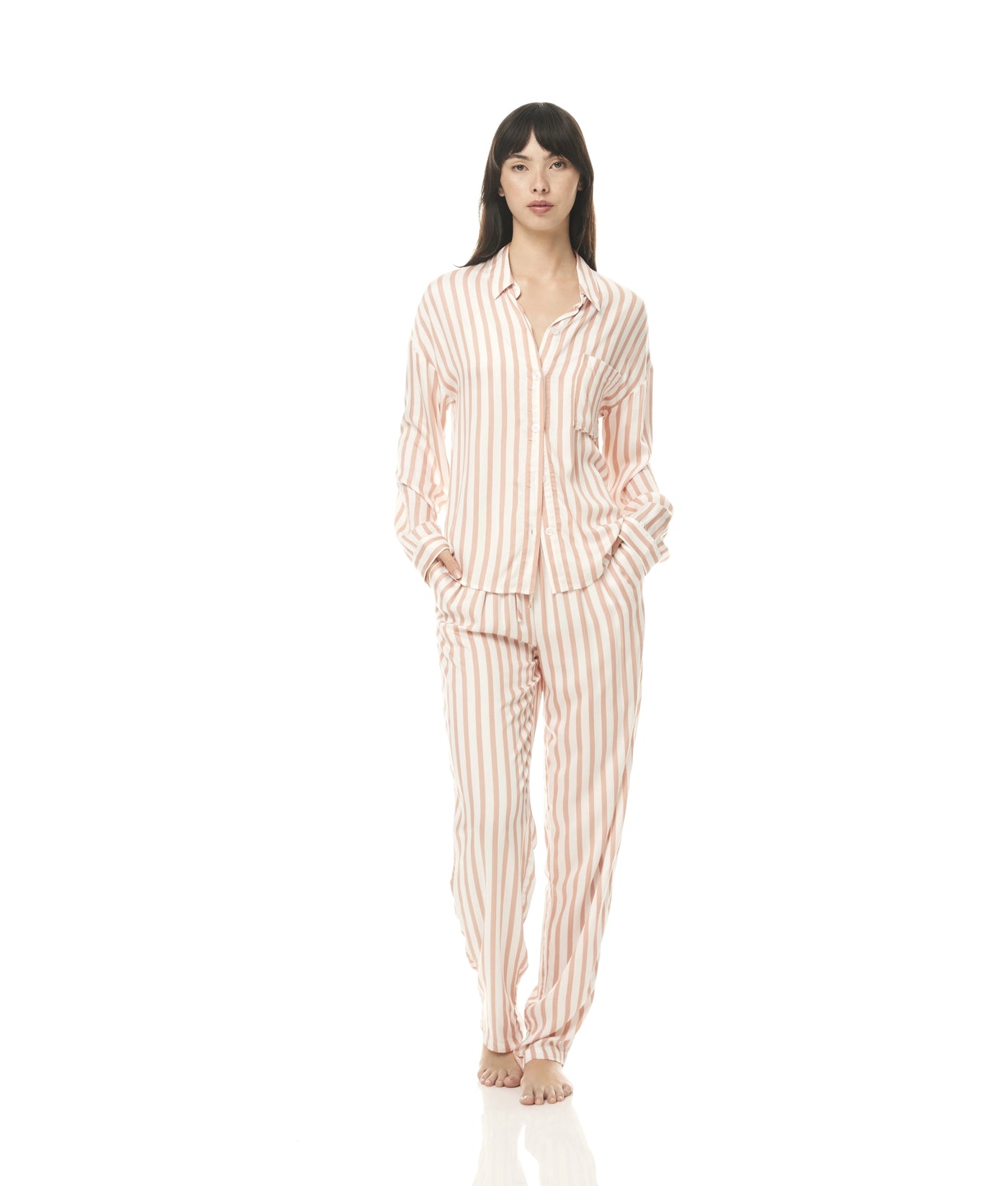 Axelle Stripe Pyjama Set - Tan