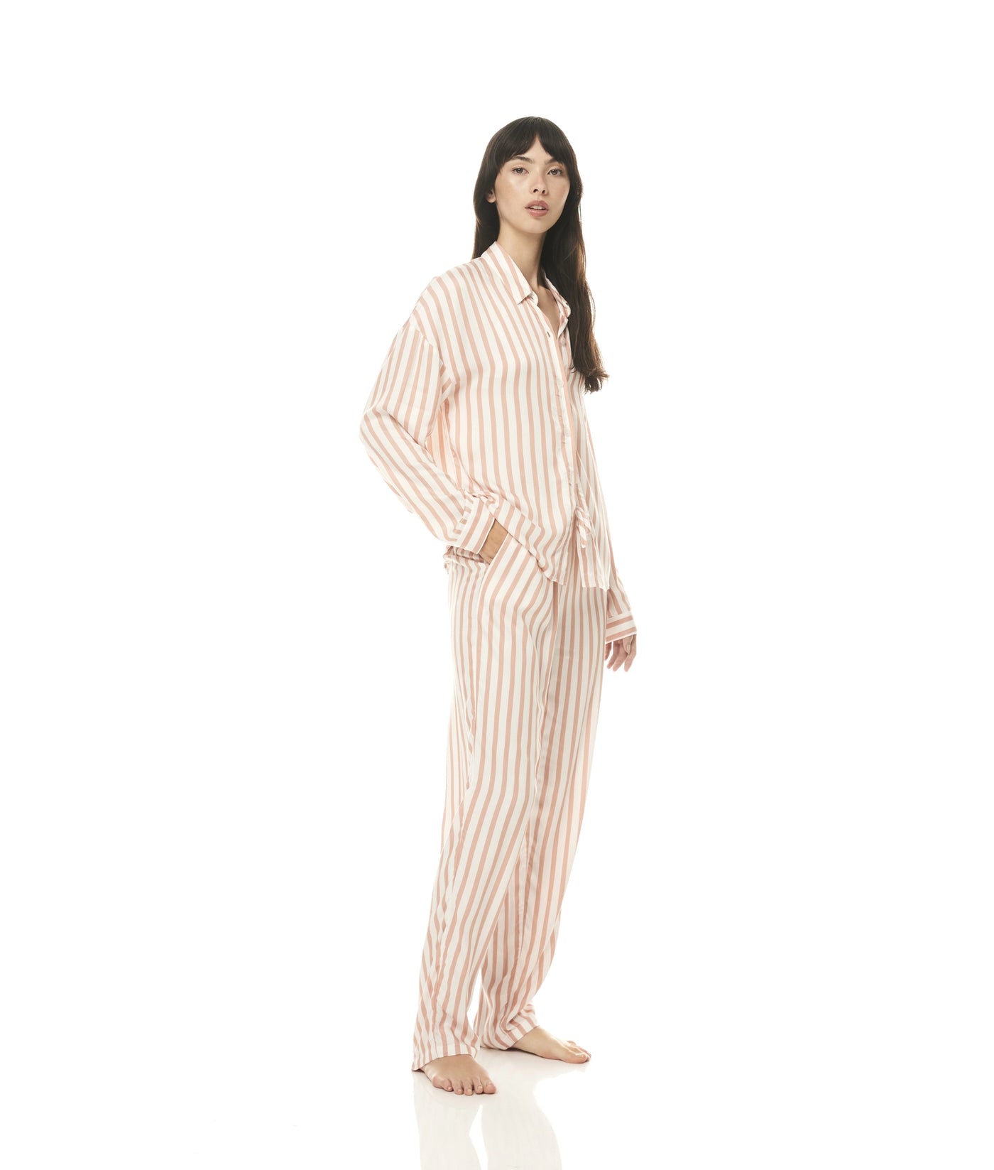 Axelle Stripe Pyjama Set - Tan