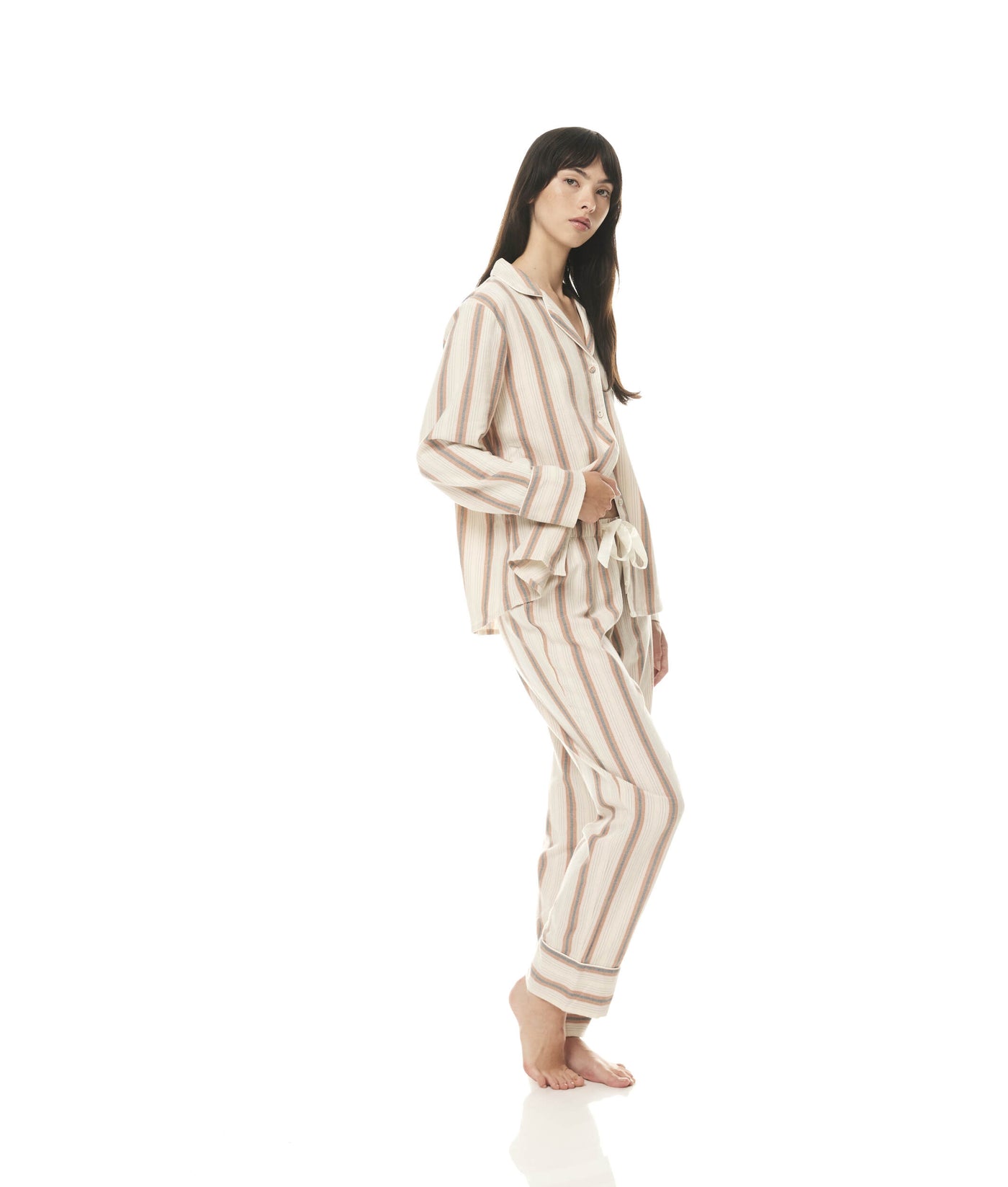 Iliana Stripe Pyjama Set - Tan