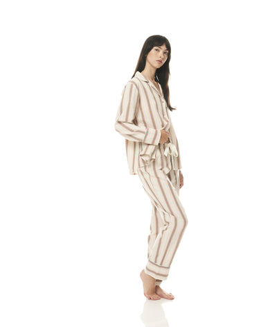 Iliana Stripe Pyjama Set - Tan