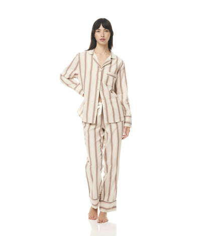 Iliana Stripe Pyjama Set - Tan