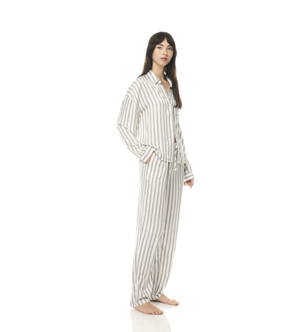Inga Stripe Viscose Pyjamas - Grey