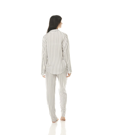 Inga Stripe Viscose Pyjamas - Grey