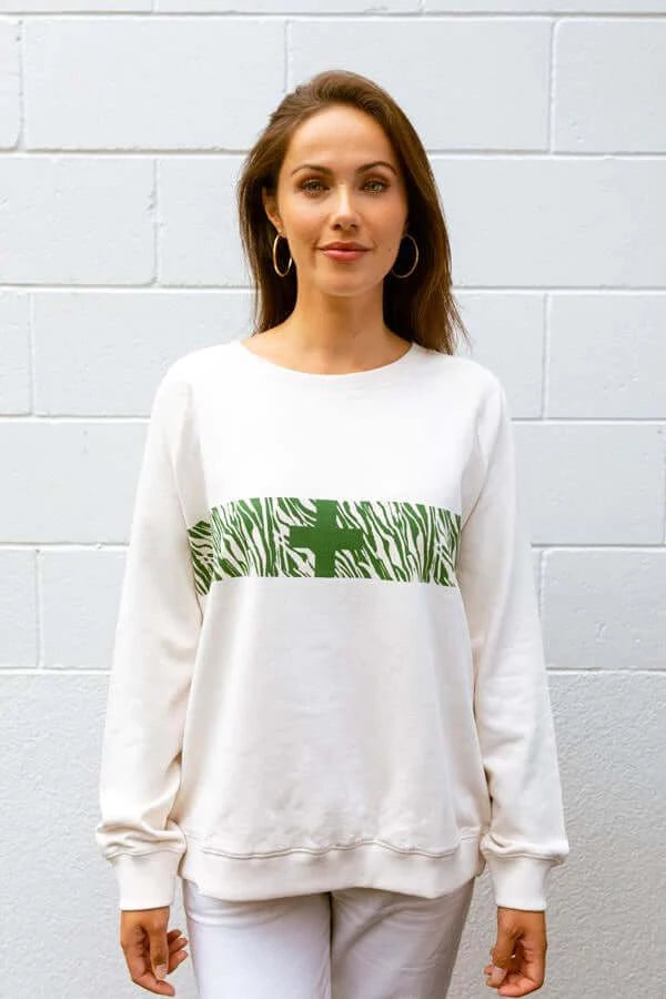 Sweater - Off White Grassy Zebra