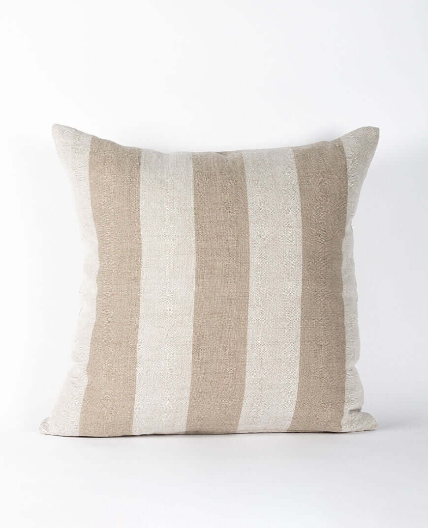 Christophe Linen Cushion - Wide Stripe Neutral 60x60cm