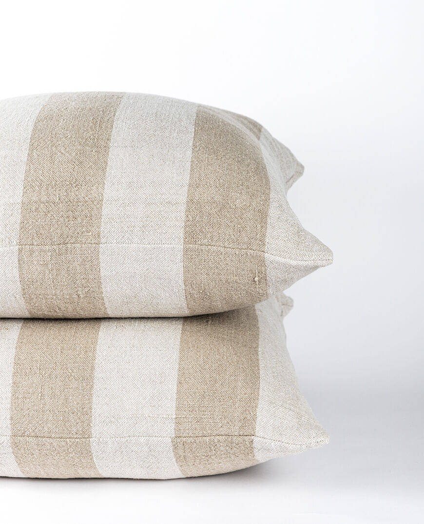Christophe Linen Cushion - Wide Stripe Neutral 60x60cm