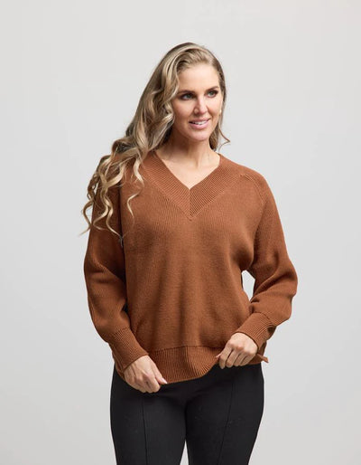 Lobby V-Neck Sweater - Rust