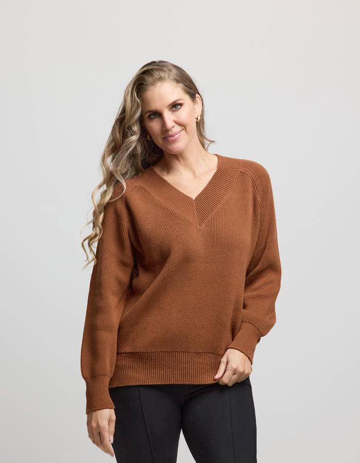 Lobby V-Neck Sweater - Rust